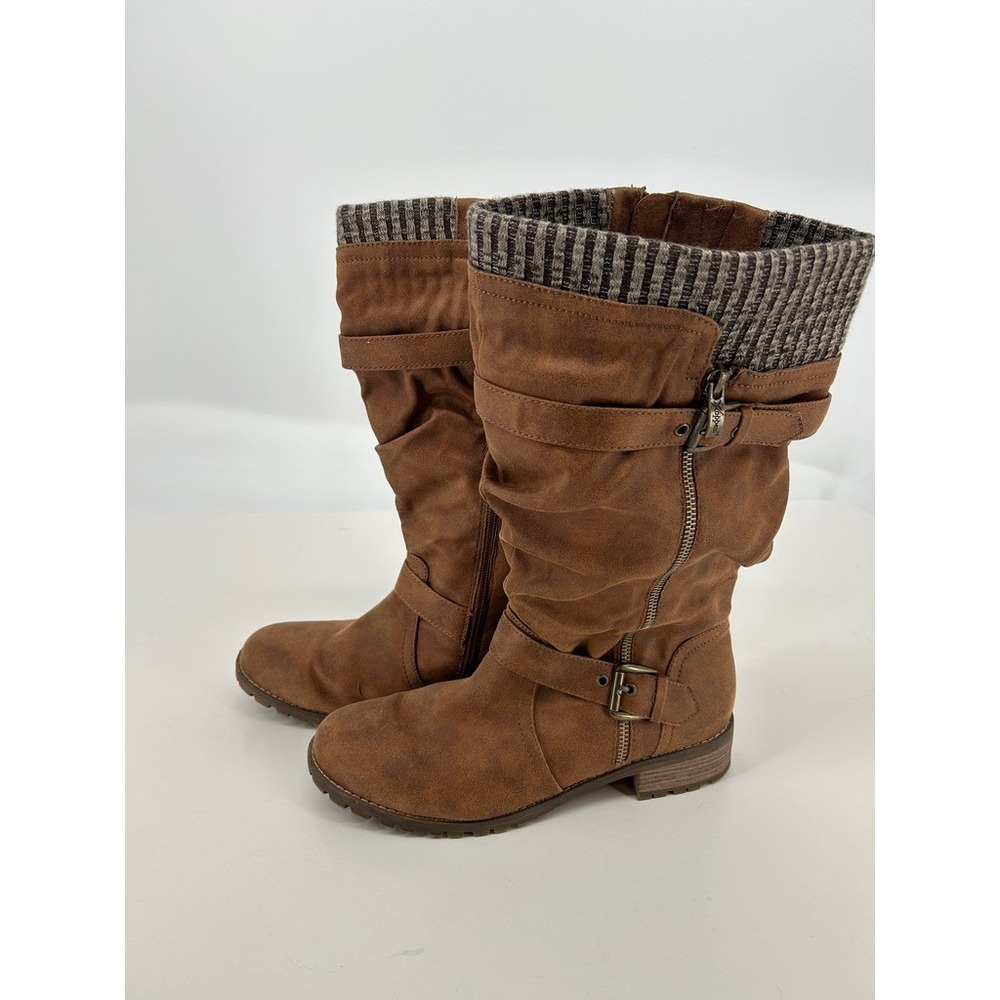 Xappeal Chelsey Tall Boots Womens 11 Brown Faux Suede Cottagecore Boho Cabincore